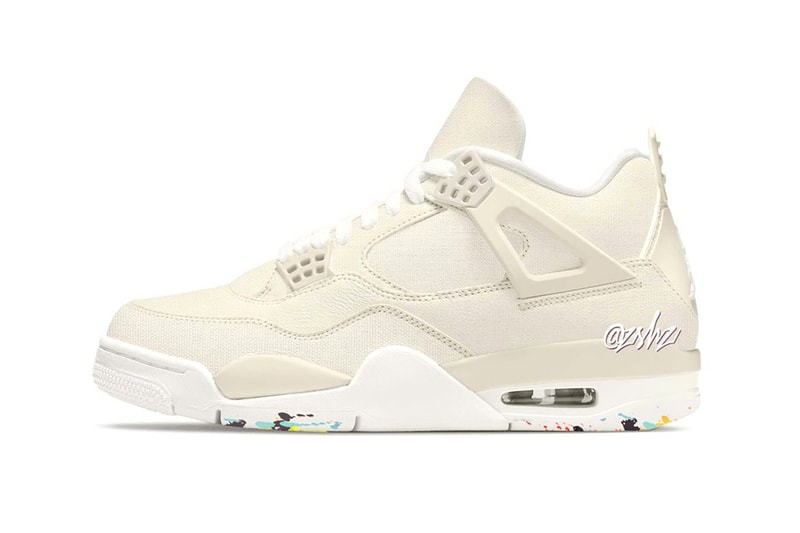 Nike Womens Air Jordan 4 Blank Canvas AJ4 Cream White Gray Red Sneakers Footwear Kicks Shoes 
