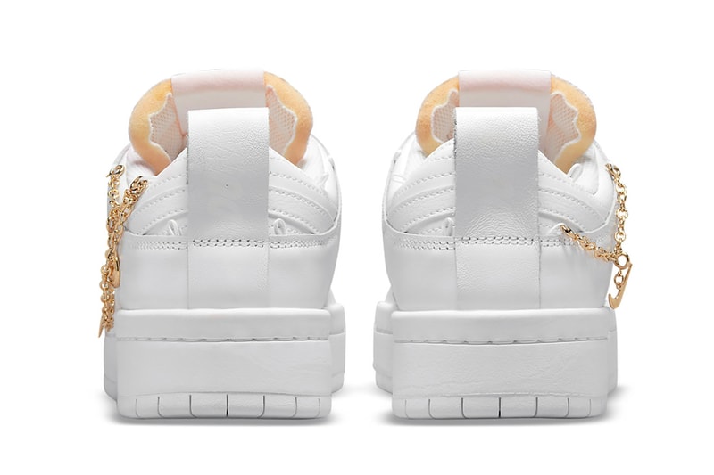 Nike Womens Sneakers Dunk Low Disrupt Gold Charms White Light Pink Footwear Kicks Shoes Heel