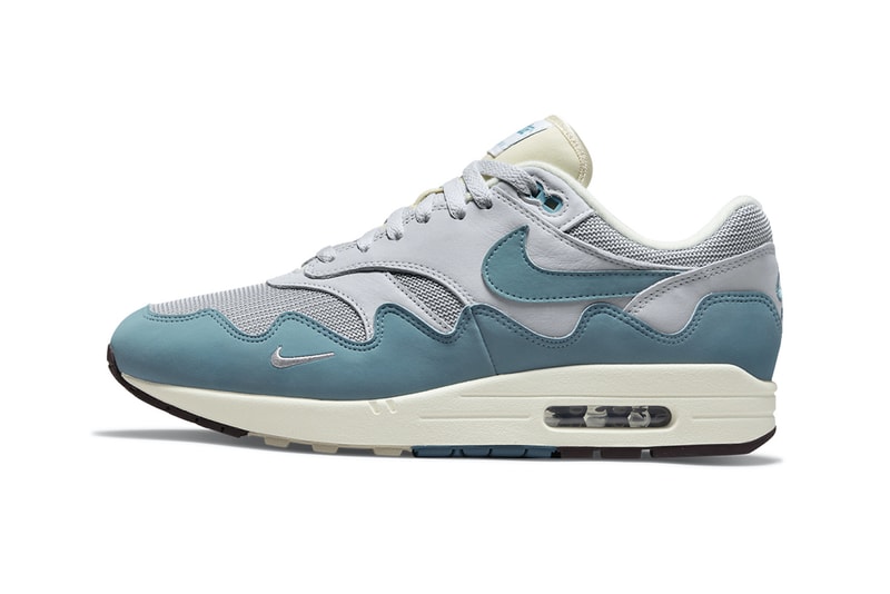 patta nike air max 1 am1 noise aqua blue gray white collaboration sneakers footwear kicks shoes lateral