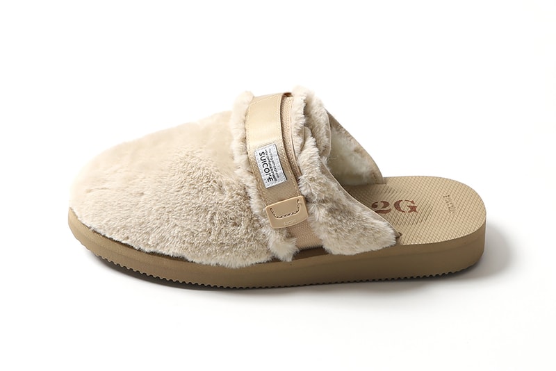 Suicoke 2G Tokyo Zavo Faux Fur Sandals Beige Collaboration Footwear