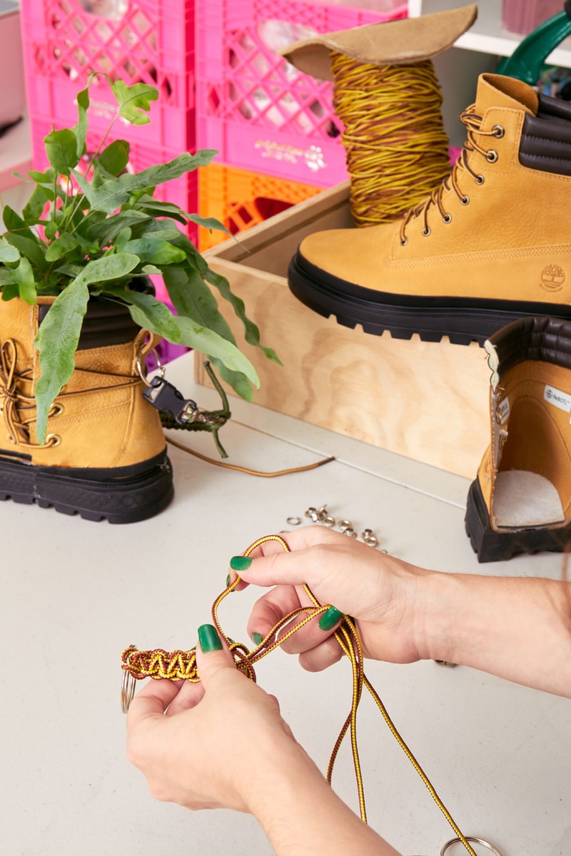 timberland olivia rose greenstride ray city waterproof boots nature inspired campaign planters plants potters