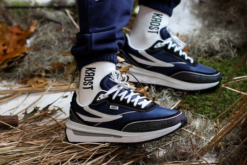 Fila Krost Renno Navy Black White Sneaker Close Up On Foot