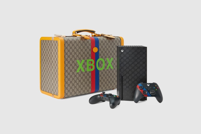 gucci microsoft xbox logos yellow tag gg monogram fashion handbag tease