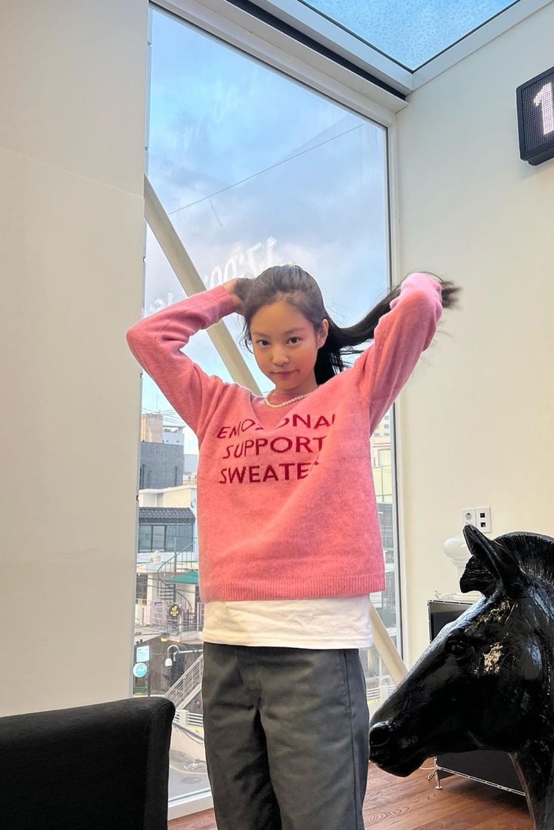 black pink jennie emotional support sweater reformation wool sweater
