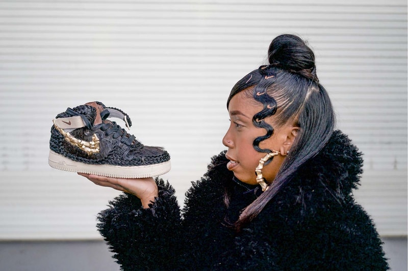 Keia Kodoma Air Force 1 Mid Hair Force 1 Custom Nike Swoosh Hair Art Faux Fur Jacket