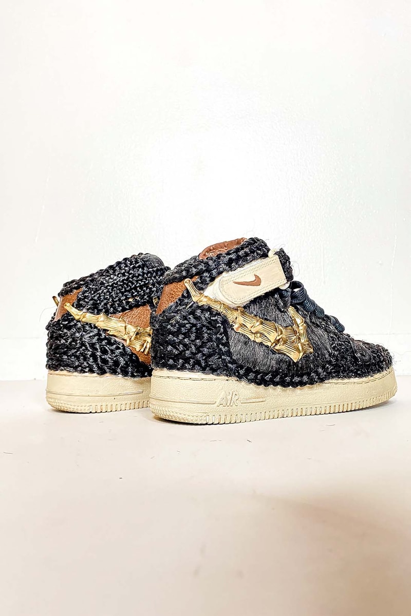 Air Force 1 Mid Custom Keia Kodoma Hair Force 1 Braid Sneaker Bamboo earrings