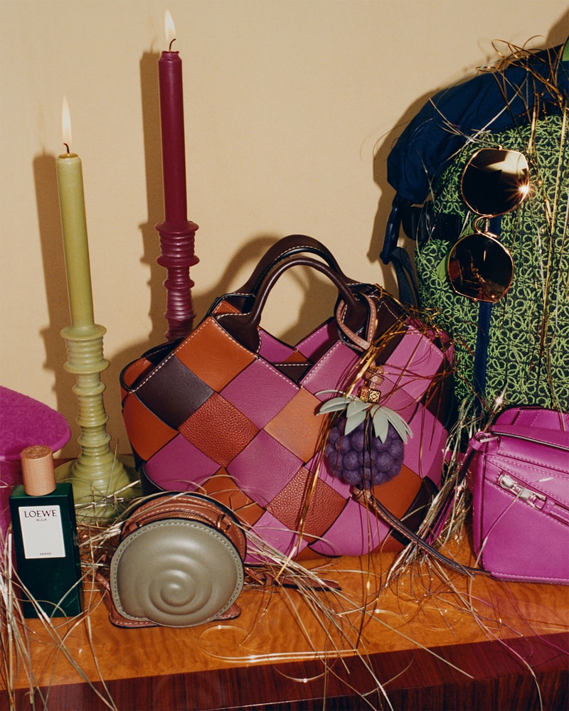 Loewe Holiday 2021 Collection Campaign Candles Puzzle Woven Basket Bag