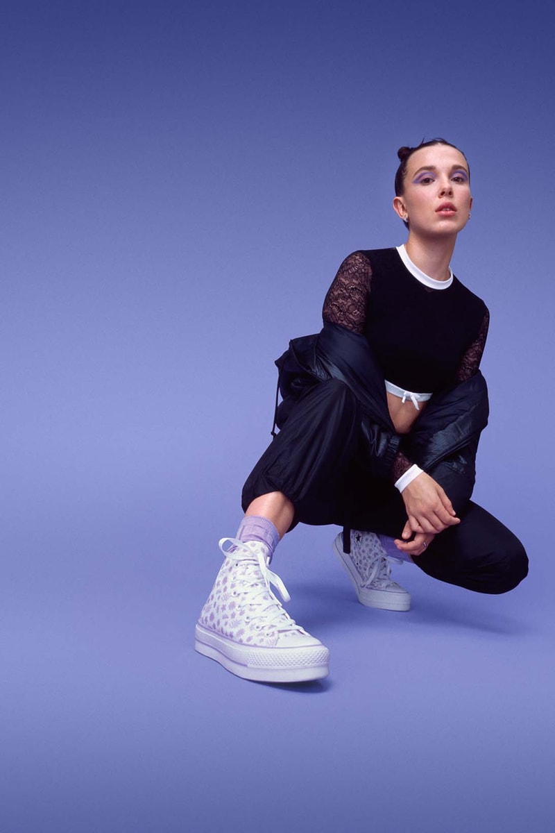 Millie Bobby Brown Florence by Mills Converse Chuck Taylor Platform Lavender Floral Print