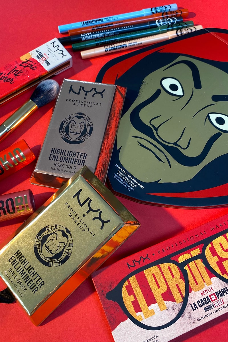 NYX Professional Makeup Money Heist La Casa de Papel Collaboration Collection Eyeshadow Highlighter Brush Lipstick Eyeliner