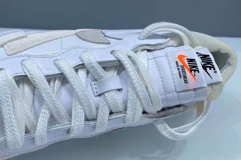 sacai Nike Blazer Low White Grey Sneakers Collaboration Footwear Kicks Shoes