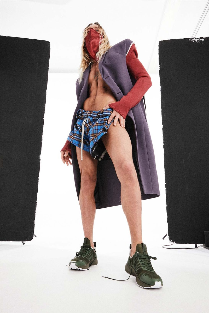 Rick Owens Veja Sneaker Collaboration Olive Long Vest Blue Shorts