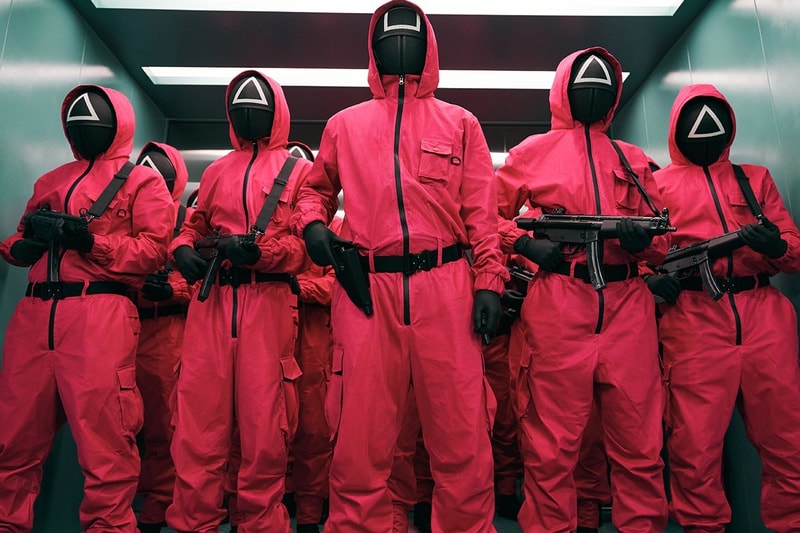 squid game characters red suits outfits netflix tv show actors
