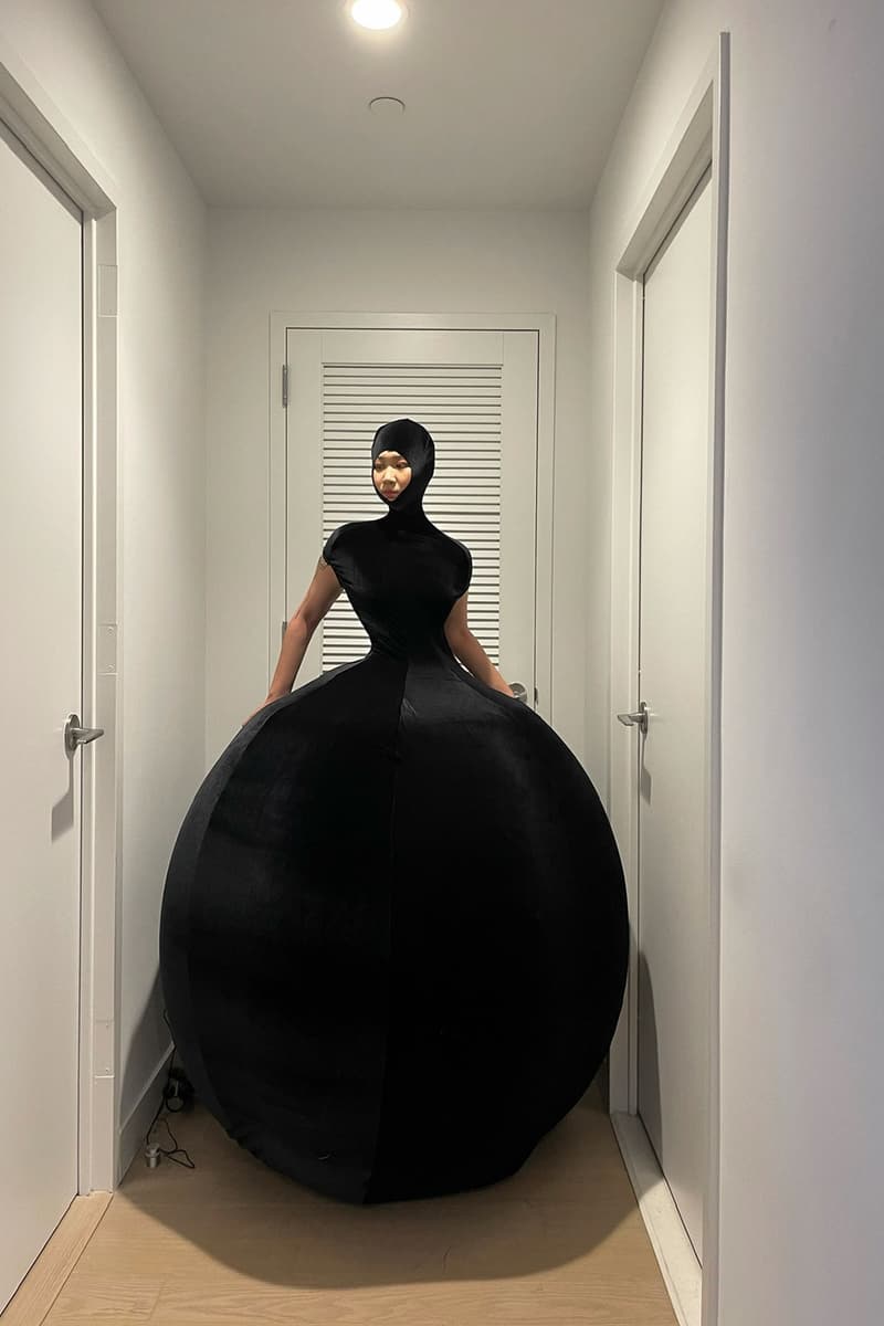 balloon dress designer Green Balloon Dress- Inflatable Latex Sculptural Dress with Inflator
