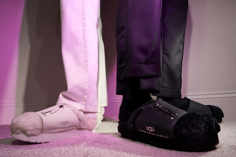 UGG Feng Chen Wang Collaboration FW21 Fluff Sandals White Black