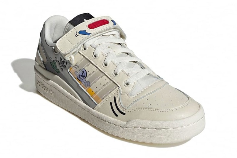 adidas Originals Forum Low Trefoil Characters Sail Gray Details Upper Toe