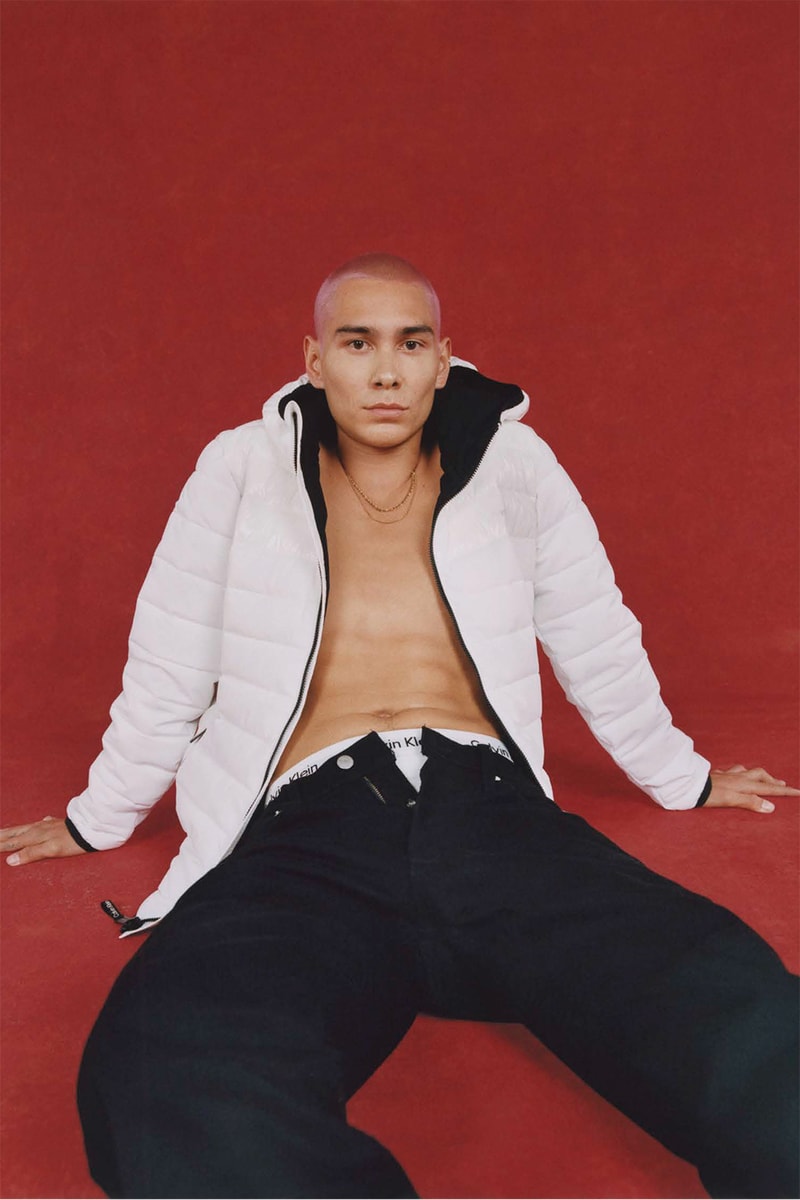 Evan Mock Calvin Klein Underwear Holiday 2021 Campaign Jacket Jeans