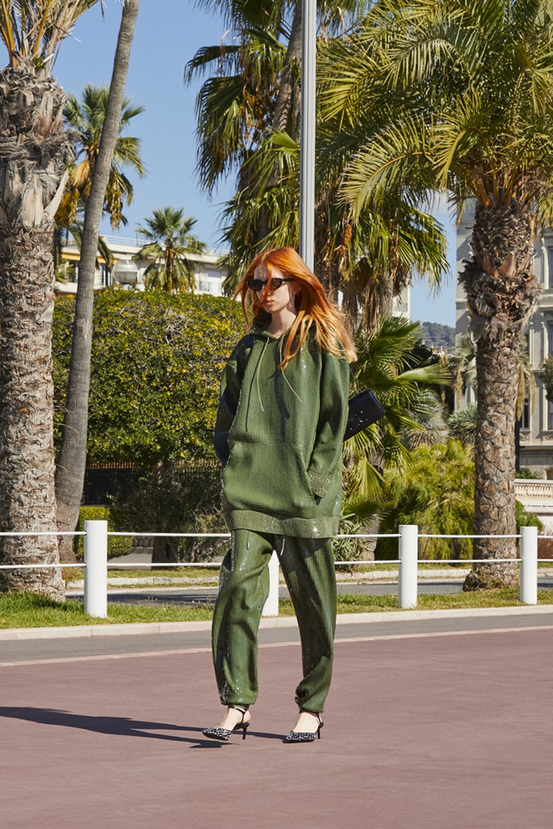 celine summer 2022 collection Baie Des Anges green monochrome sweatsuit