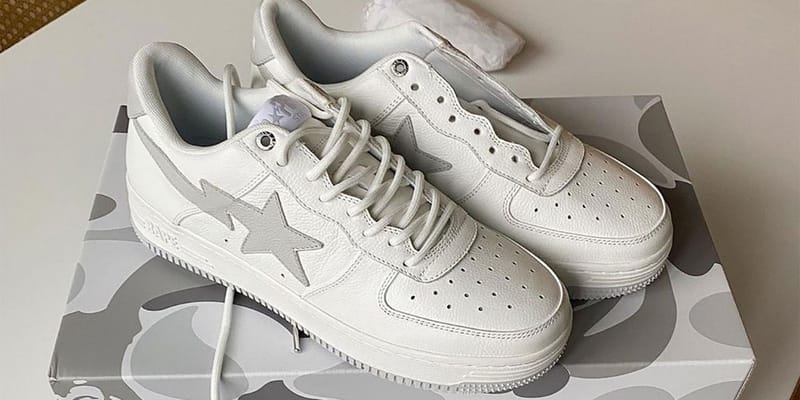 JJJJound x A Collab Hypebae STA公式ショップ限定 JJJJound × ABATHINGAPE BAPESTA White/Gray US10 28cm ジョウンド アベイシングエイプ ベイプスタ 白グレー