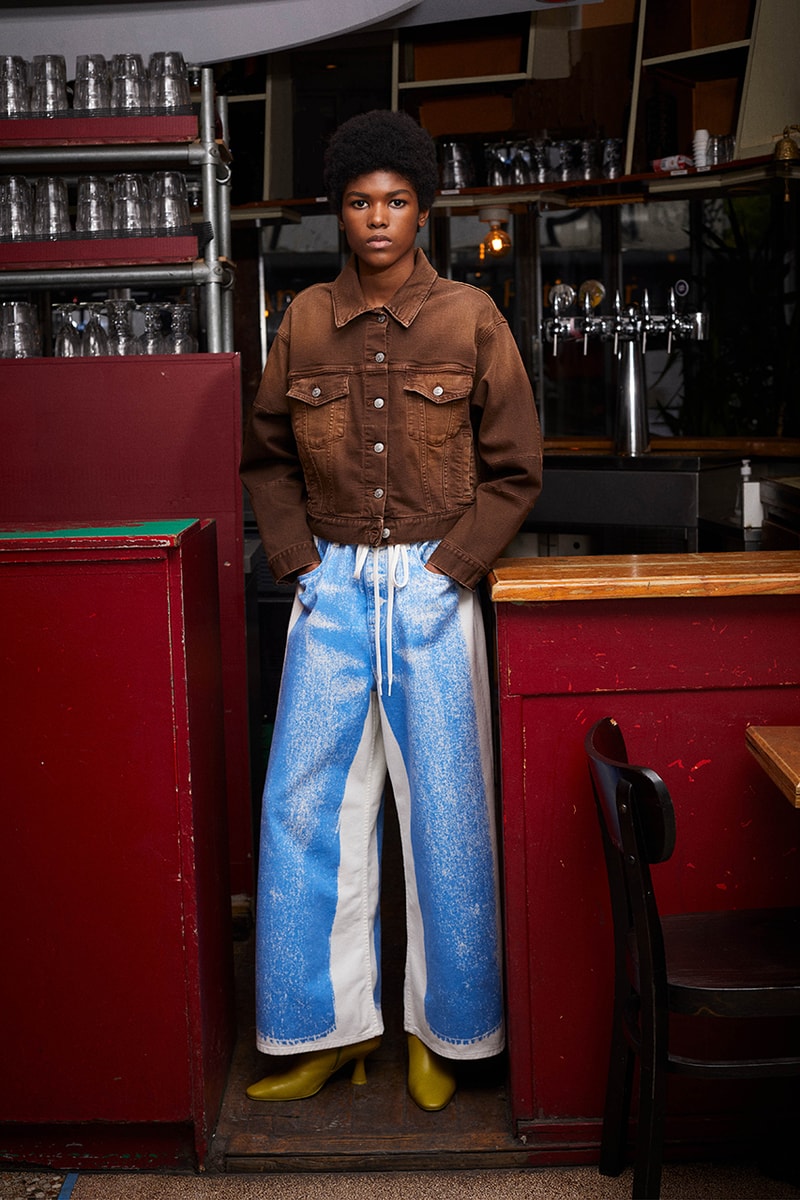 maison margiela avant premiere brown work jacket bleached denim