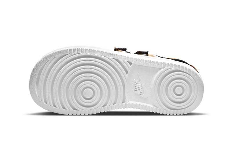 Nike Icon Classic Women Sandals Black Gold White Hook Air Force 1 Outsole Details