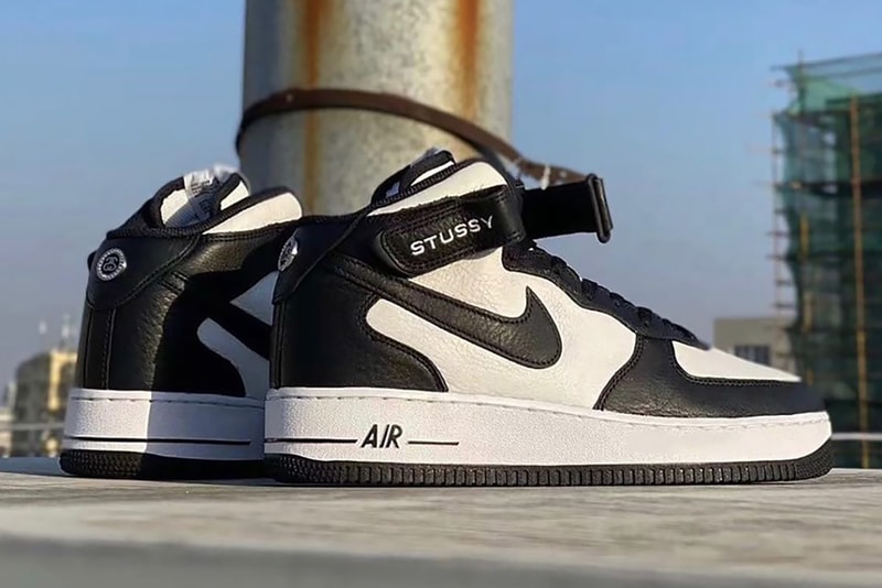 Stussy Nike Air Force 1 Mid Collaboration Sneakers Black White Footwear Kicks