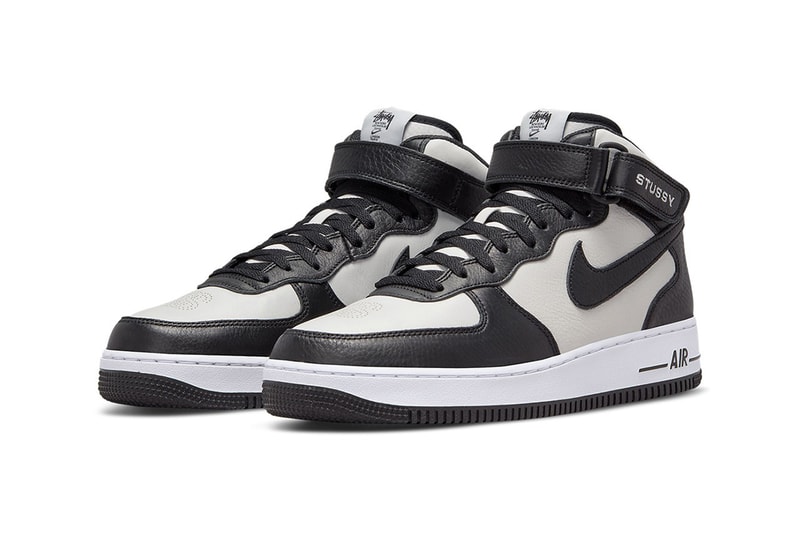 Stüssy Nike Air Force 1 Mid Sneakers Black White Another View