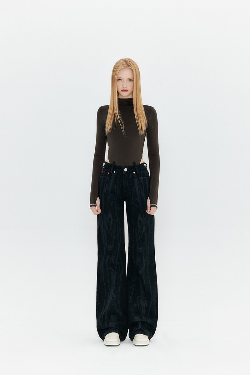 yuse fall winter 2021 2022 collection high leg body suit eco friendly denim