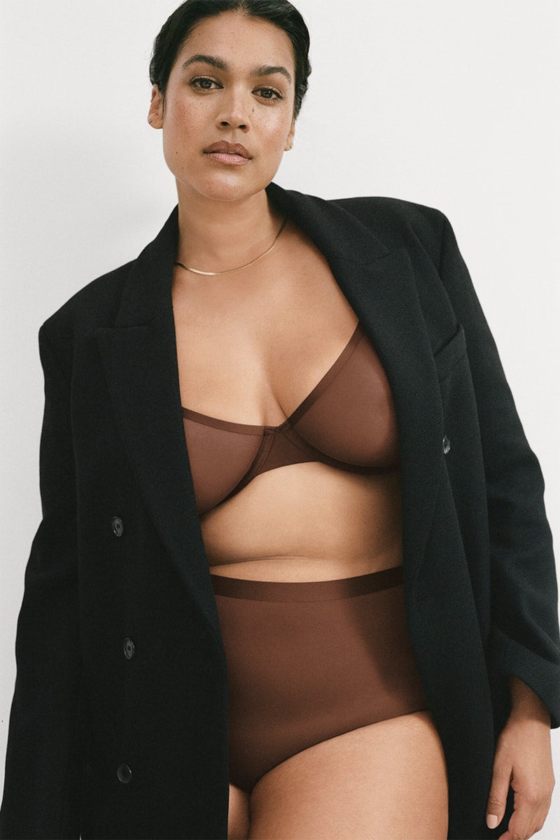 cuup extended sizing brow mesh scoop bra high waist underwear