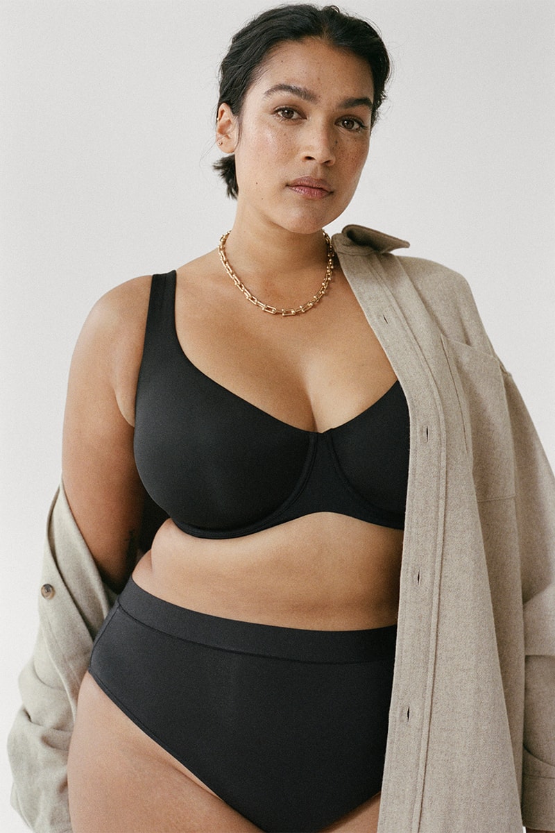 cuup extended sizing black scoop bra