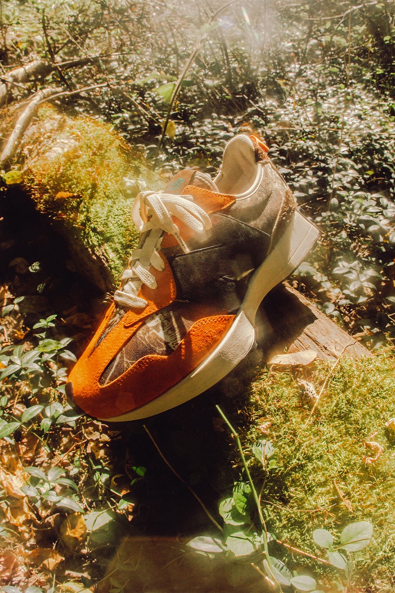 atmos x New Balance 327 "Realtree" Official Look Camo Orange Brown Lateral View 2