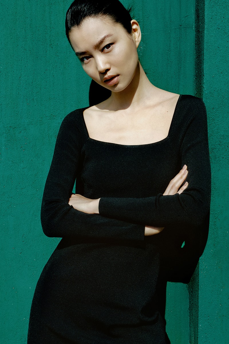 cos lunar new year black boatneck dress