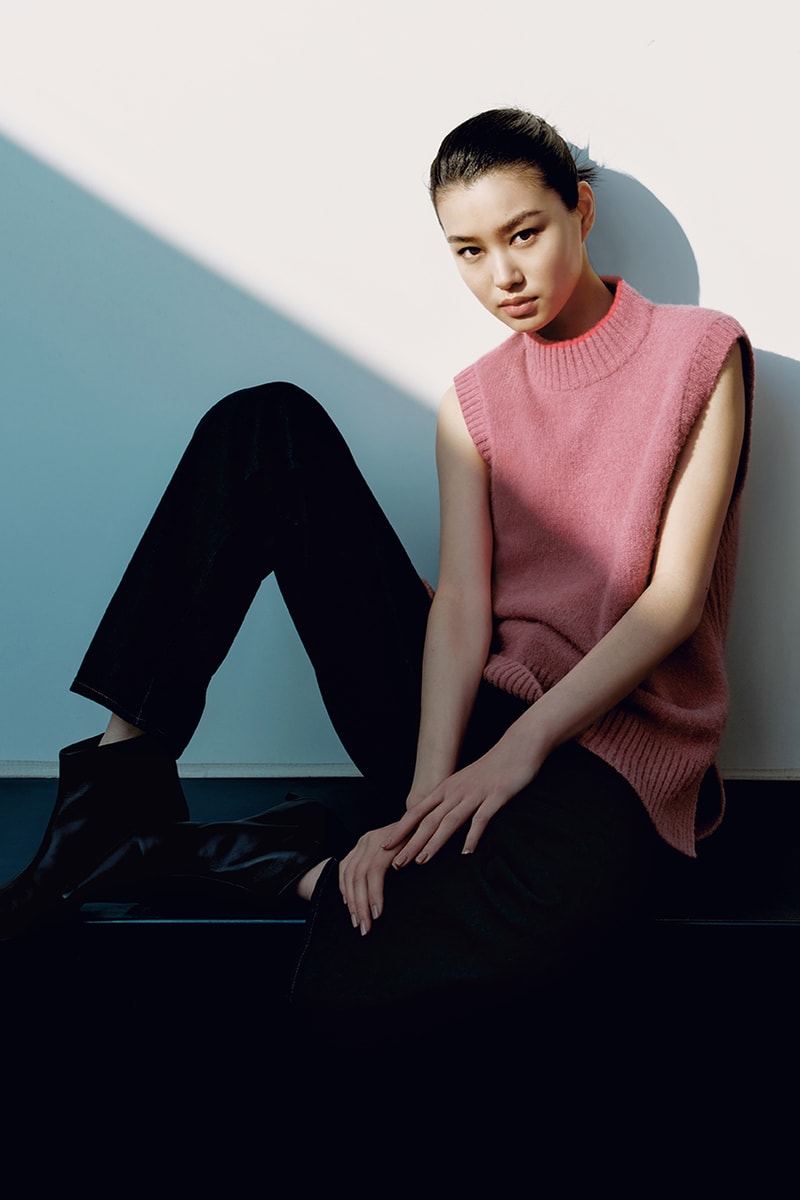 cos lunar new year pink sleeveless turtleneck