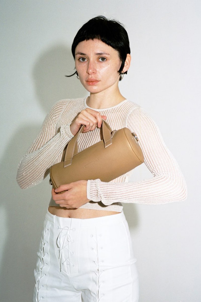 Dara Hamarneh Handmade Bags Collection Tube Baguette Valletta Circular Bag Brown