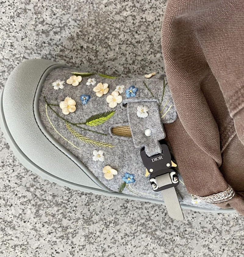 dior x birkenstock floral gray shoes