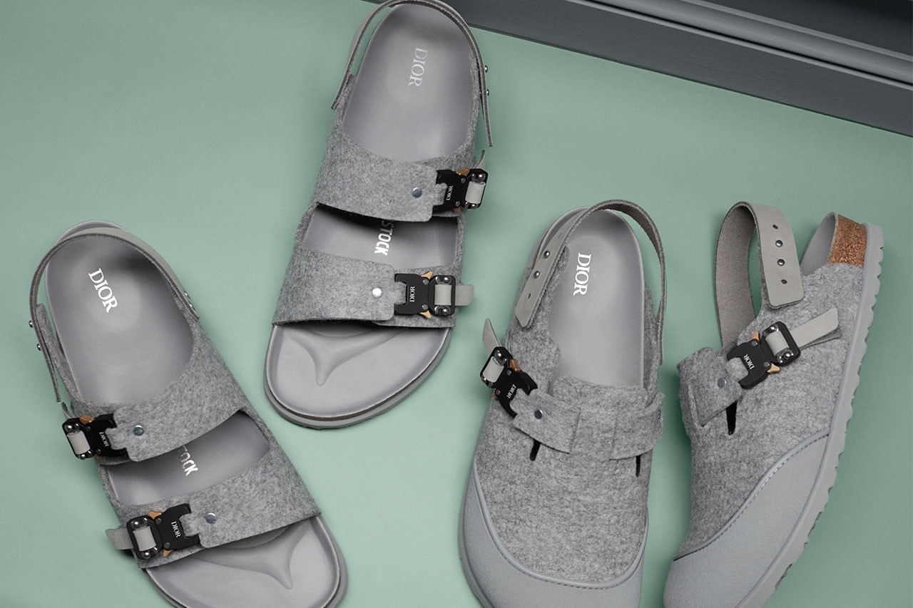 dior men birkenstock thibo denis footwear clogs sandals brown beige cream gray grey embroidery floral neutral tan