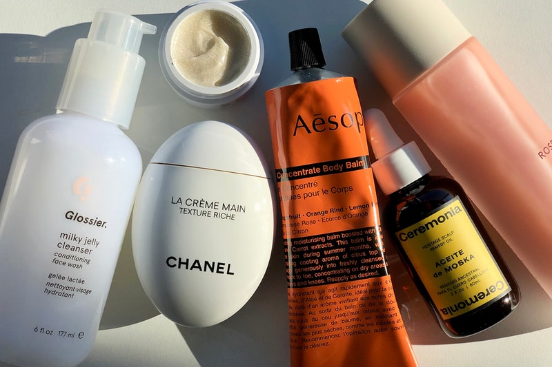 Skincare Beauty Products Glossier Milky Jelly Cleanser Chanel Hand Cream Aesop Concentrate Body Balm Ceremonia Rose Inc Haircare Body Care