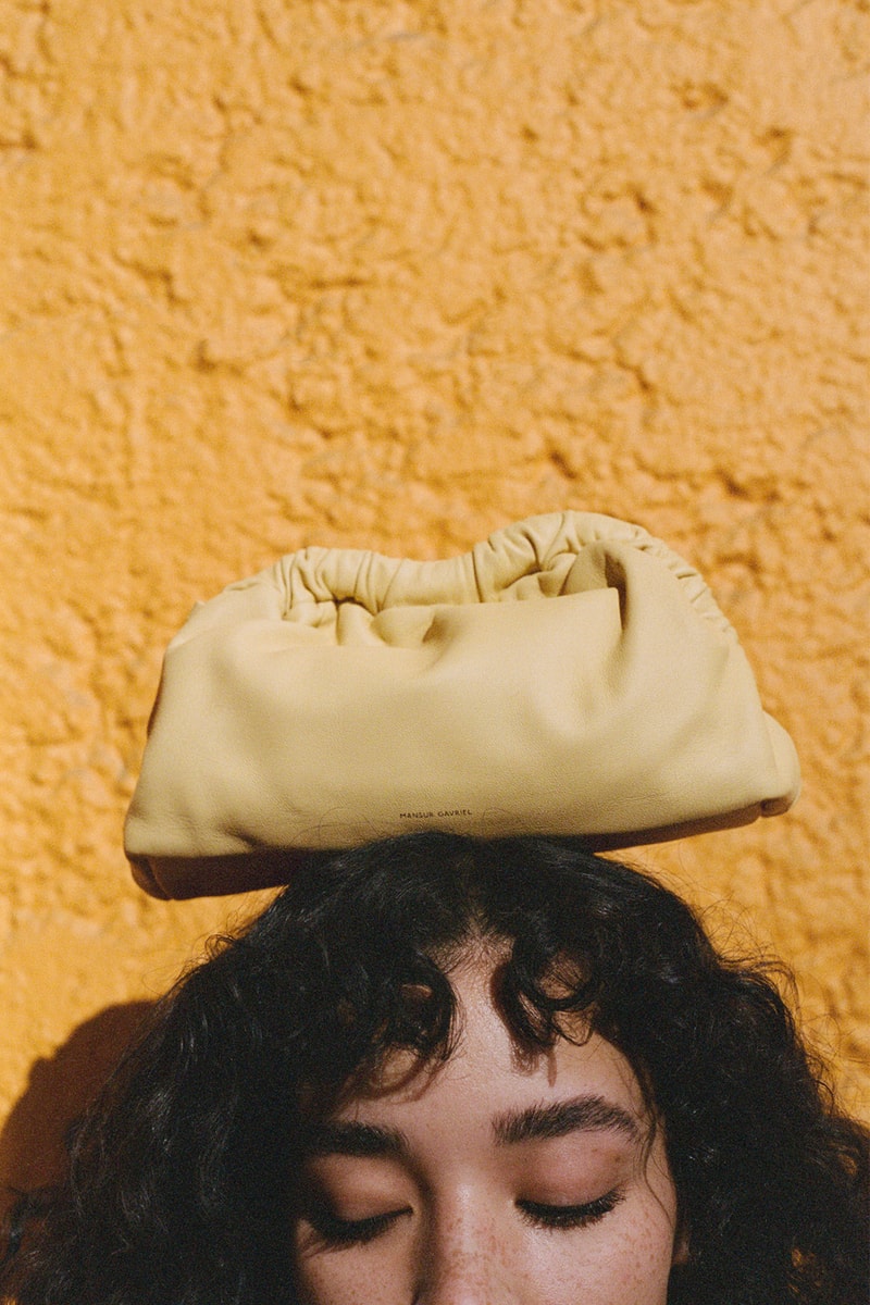 Mansur Gavriel Mini Cloud Clutch Handbags Pomelo Details