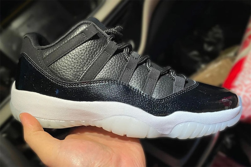 Nike Air Jordan 11 Low "72–10" Sneakers Black Gym Red Lateral View