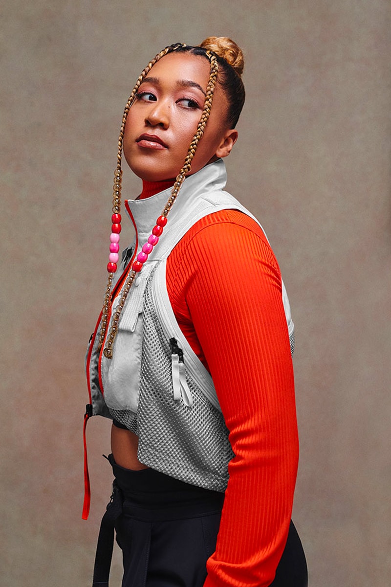 nike naomi osaka apparel collection 3 orange cropped turtleneck cropped gray vest