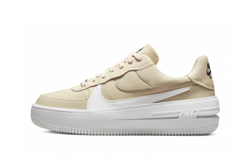 Nike Air Force 1 PLT.AF.ORM Fossil Sneakers White Black Medial View