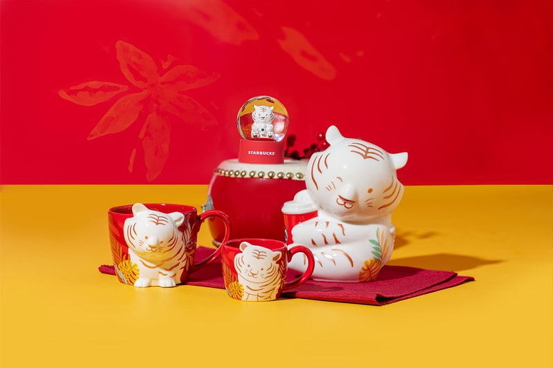Starbucks Year of the Tiger Collection Hong Kong Mugs Snow Globe Illustrated Tigers