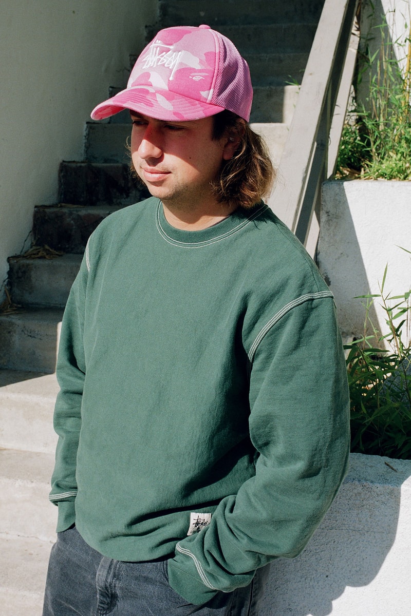 Stussy BAPE Trucker Hat Collaboration Camo Pink