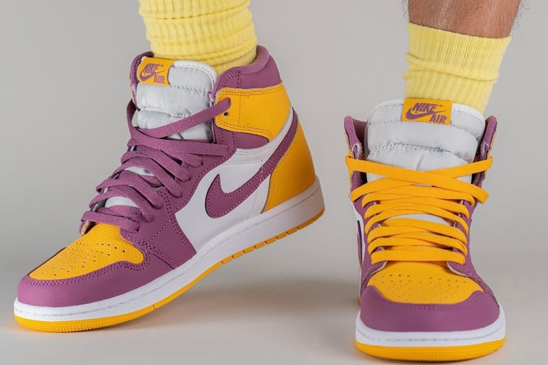 nike air jordan 1 aj1 high og brotherhood purple yellow footwear shoes kicks