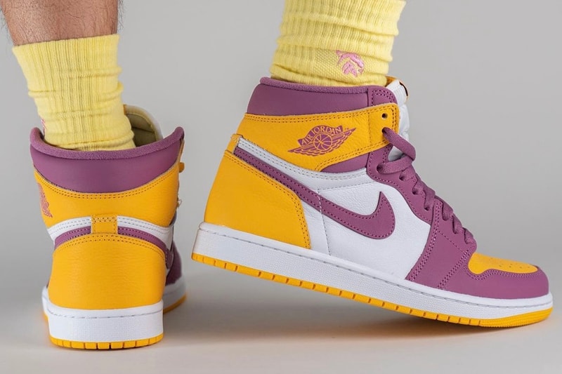 nike air jordan 1 aj1 high og brotherhood purple yellow footwear shoes kicks