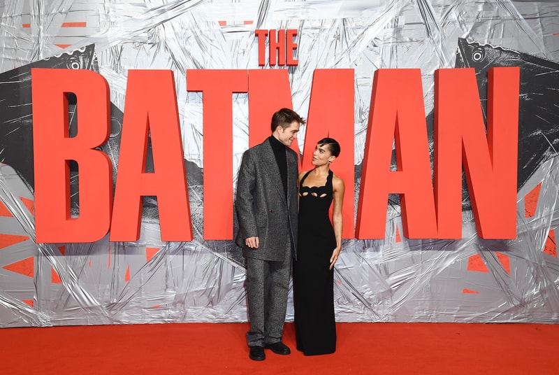 batman london premiere robert pattinson zoe kravitz ysl dress gown turtleneck