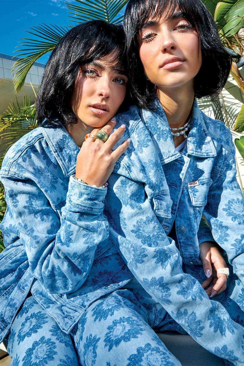GUESS Originals Spring Collection Kit Program Outerwear Accessories Jackets Blue Floral