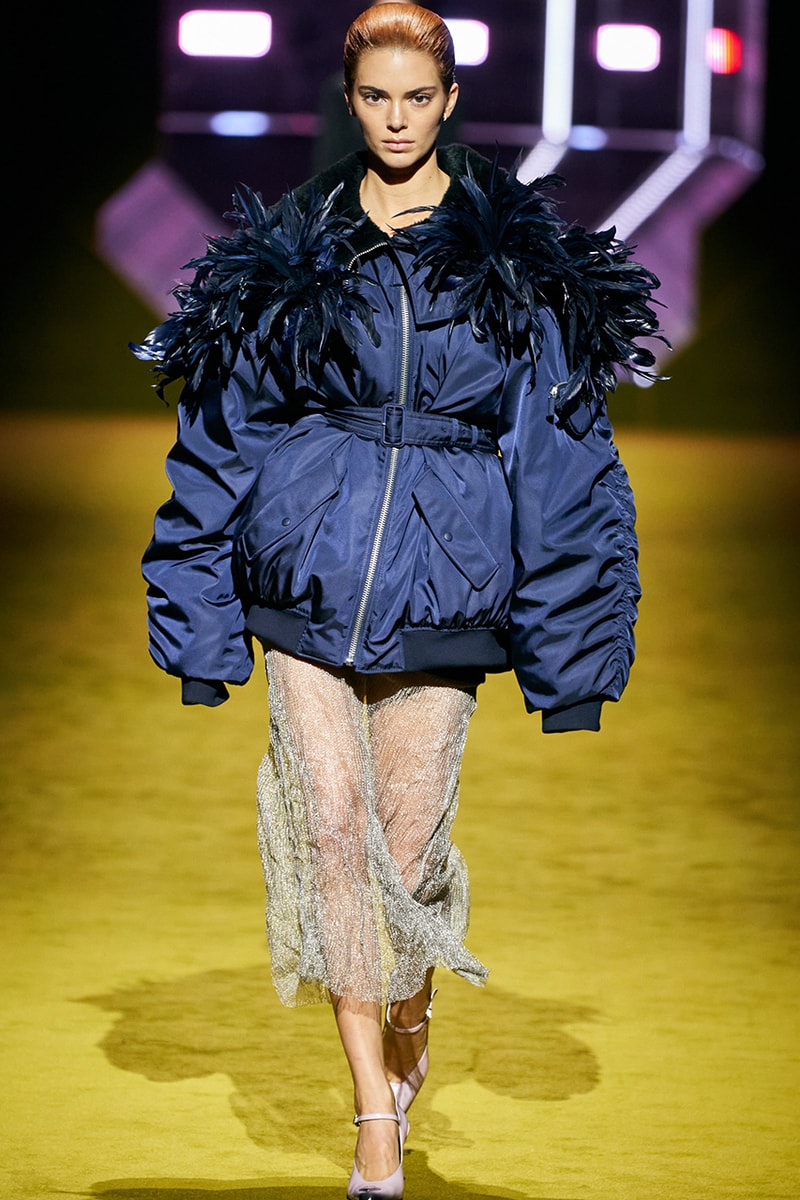 Kendall Jenner red copper hair color Milan fashion week Prada Fw22 runway