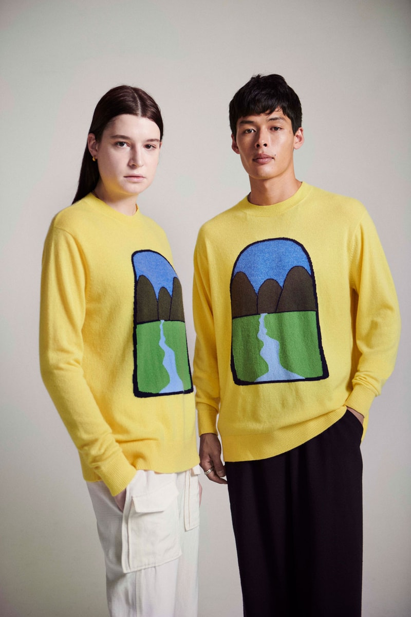 leret leret yellow graphic cashmere sweater