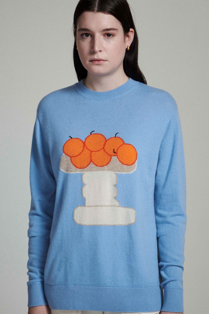 leret leret blue graphic cashmere sweater