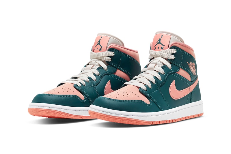 Nike Womens Air Jordan 1 Mid AJ1 Dark Teal Green Sneakers Footwear Shoes Kicks